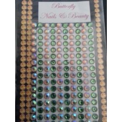 905010 - Rhinestones L 5mm - Light Green/Gold Hologram