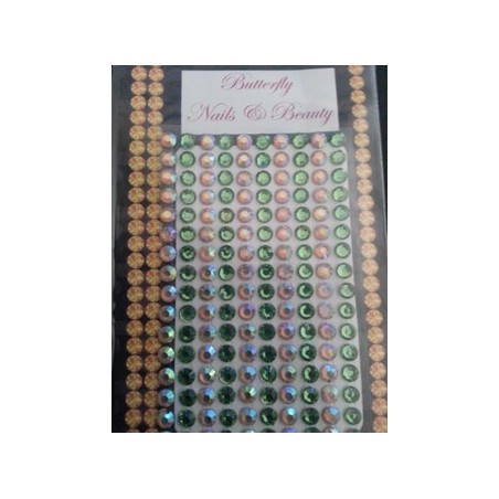 905010 - Rhinestones L 5mm - Light Green/Gold Hologram