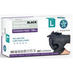 Lifestar Nitril Gloves Black L 100pcs - B136107