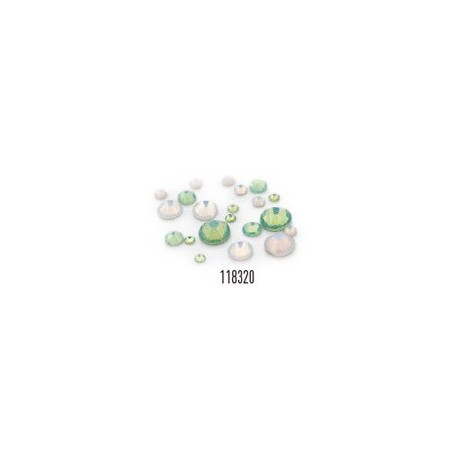 118320 - Frosted Rhinestones White & Green 270pcs - 6 sizes